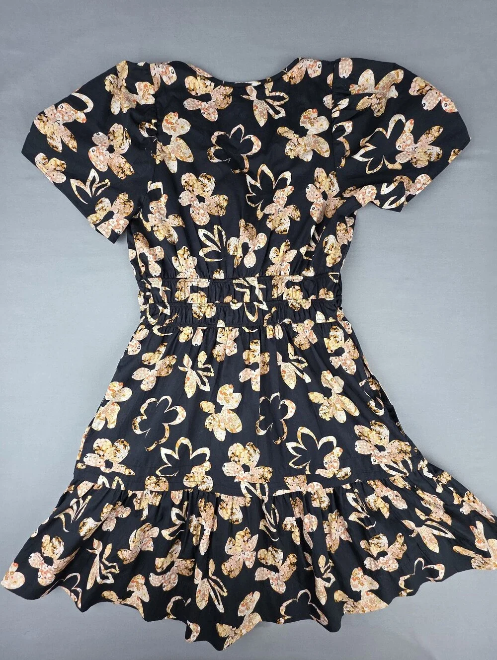 Anthropologie Somerset Floral Mini Dress XS Tiers Elastic Waist Pockets Cotton - Picture 3 of 5
